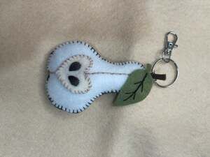 Handmade Felt Halloween Pear Skull Keychain Charm